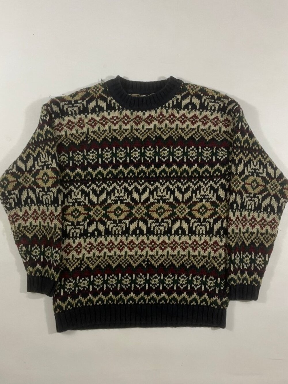 Vintage Abercrombie & Fitch The Big Sweater Fair Isle Nordic Knit Crewneck S